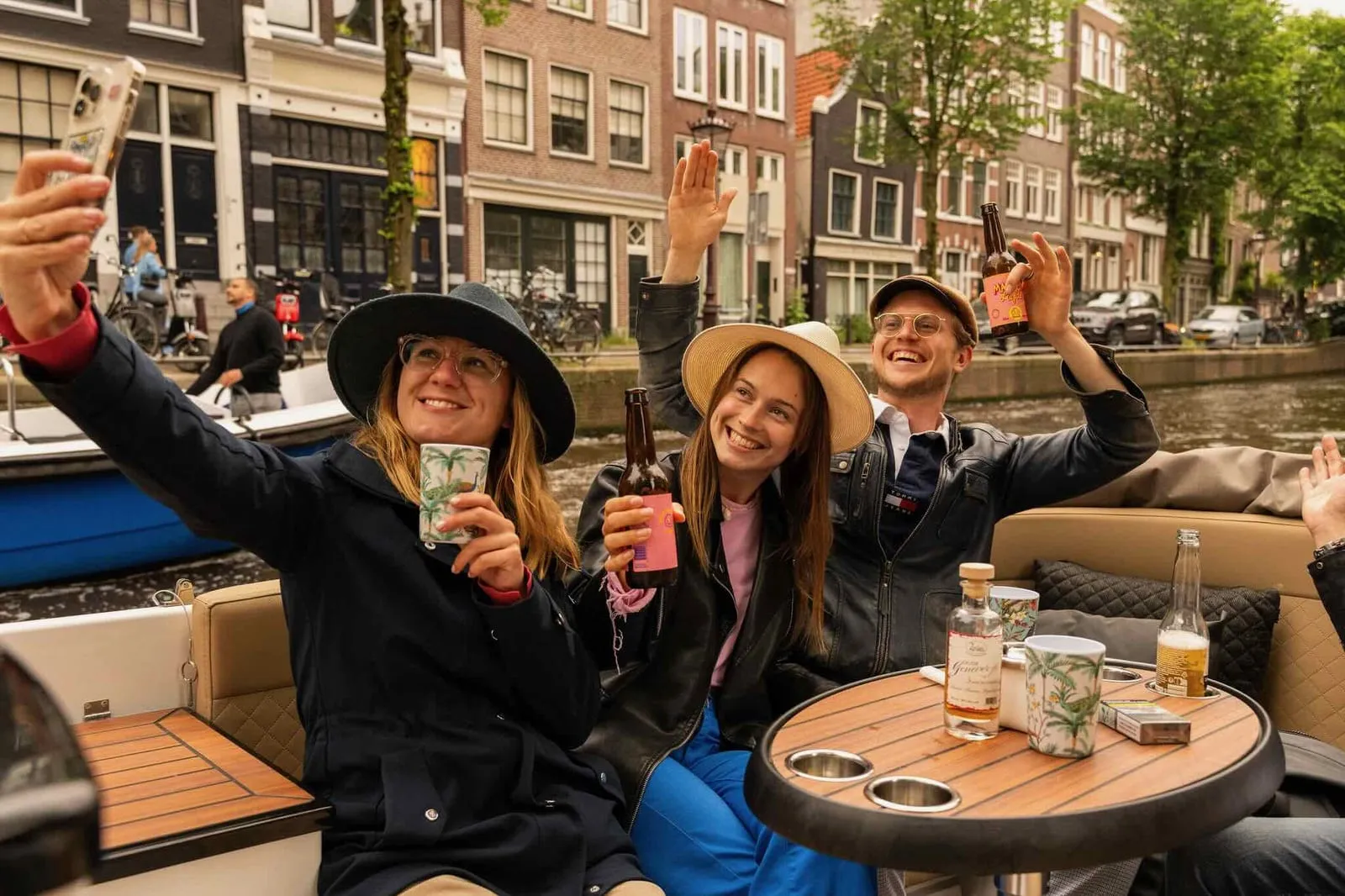 Guests on an Adam and Eve private food boat tour in Amsterdam